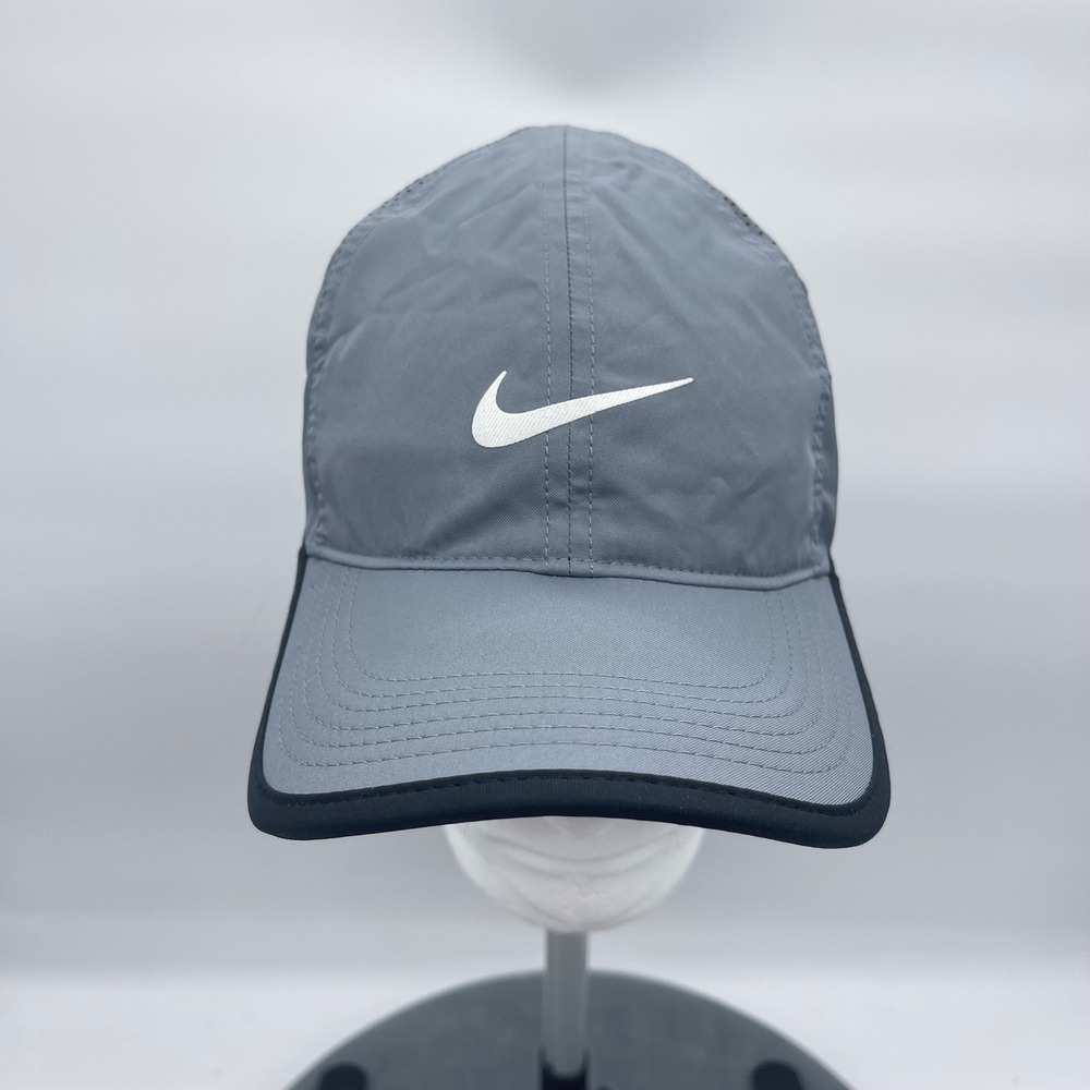 Nike 679421-065 OSFM Grey Featherlight Dri-FIT‎ Summer Running Hat Strapback Cap - Picture 6 of 11